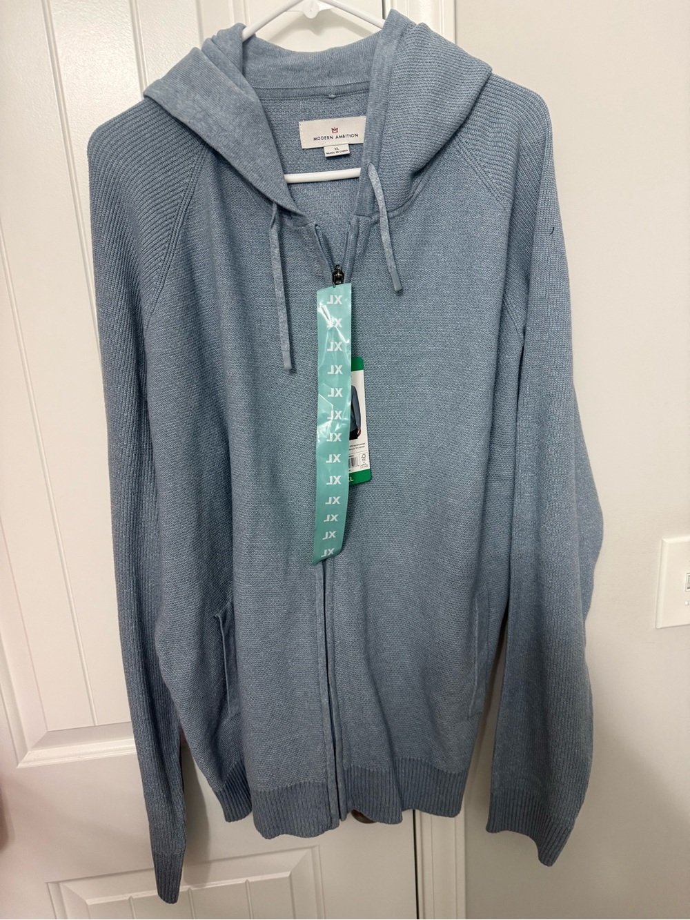 Modern Ambition Men's Light Dusty Blue Zip Hoodie